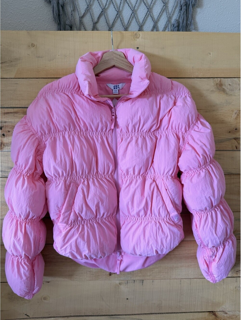 Joy Lab Women's Loose Fit Puffer Jacket Size XXS Pink High Neck NWT